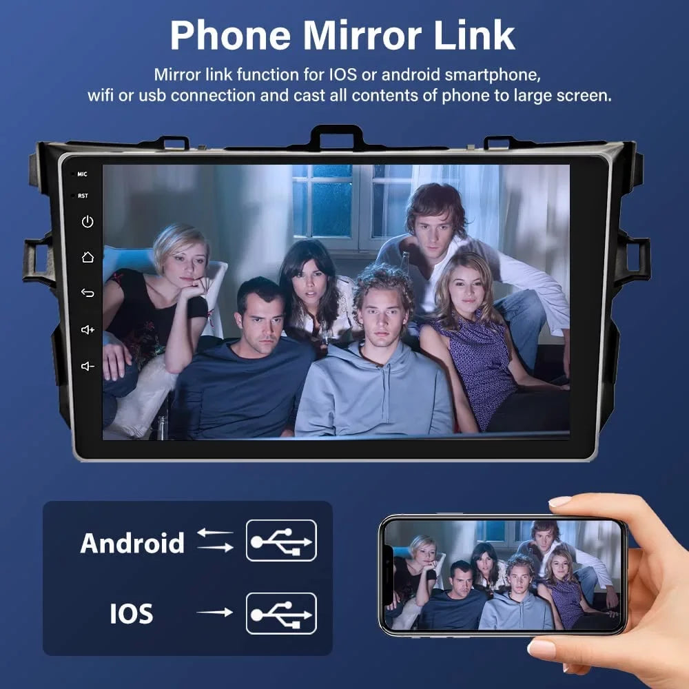 2008 Camera 2009 for 2GB 2006 Stereo Car Bluetooth/FM/WiFi 2007 2010 Corolla 2012, 2011 Screen Car with Radio GPS Built-in + Inch Navigation Head Touch Backup Unit 9 32GB Android Android Toyota
