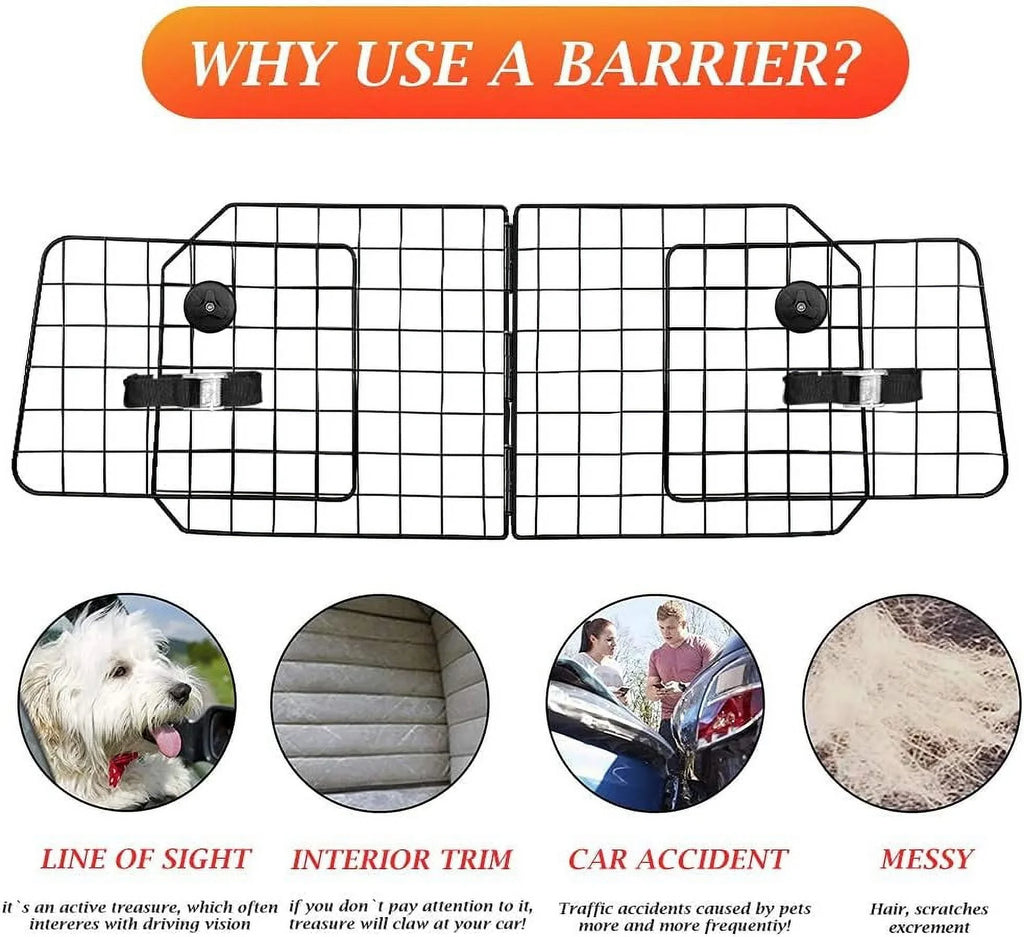 Dividers Wire Front Seat Pet Barrier Adjustable Cars in Barriers—Heavy Travel Vehicles, Cars Mesh Car with Black—Safety SUV, for Fence Duty Dog