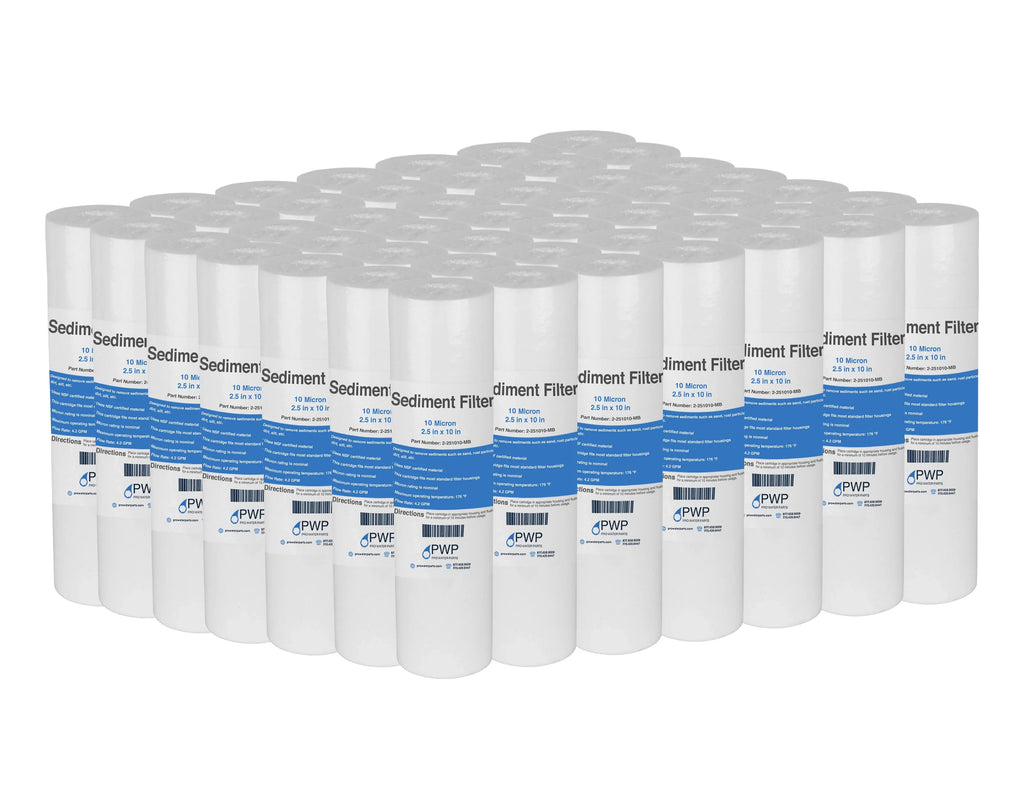 10x2.5" Sediment micron Cartridge Pack Blown 10 Melt Water 50 Filter