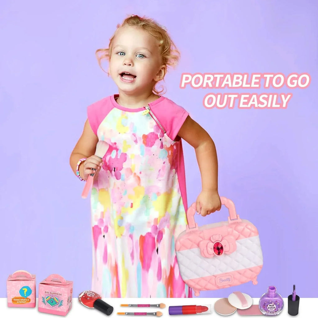 Makeup Girls, Gift, for Non-Toxic Birthday Toys Safe Kit Olds Girls Set, Pink Set Makeup Christmas for Year 24Pcs & Makeup Cosmetic Kids Kids Makeup Washable Toddler 3-12 Frozen Real