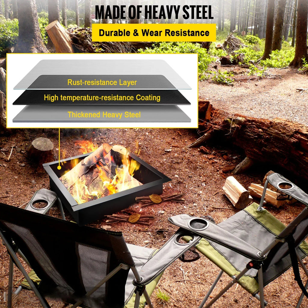 with with Fire DIY Ring, Patio, Bonfire Insert Simple Backyard Insert, Installation Liner Ring, Pit Pit 36" Outdoor, Fire Square Heavy Duty Steel for BENTISM Tongs Fire