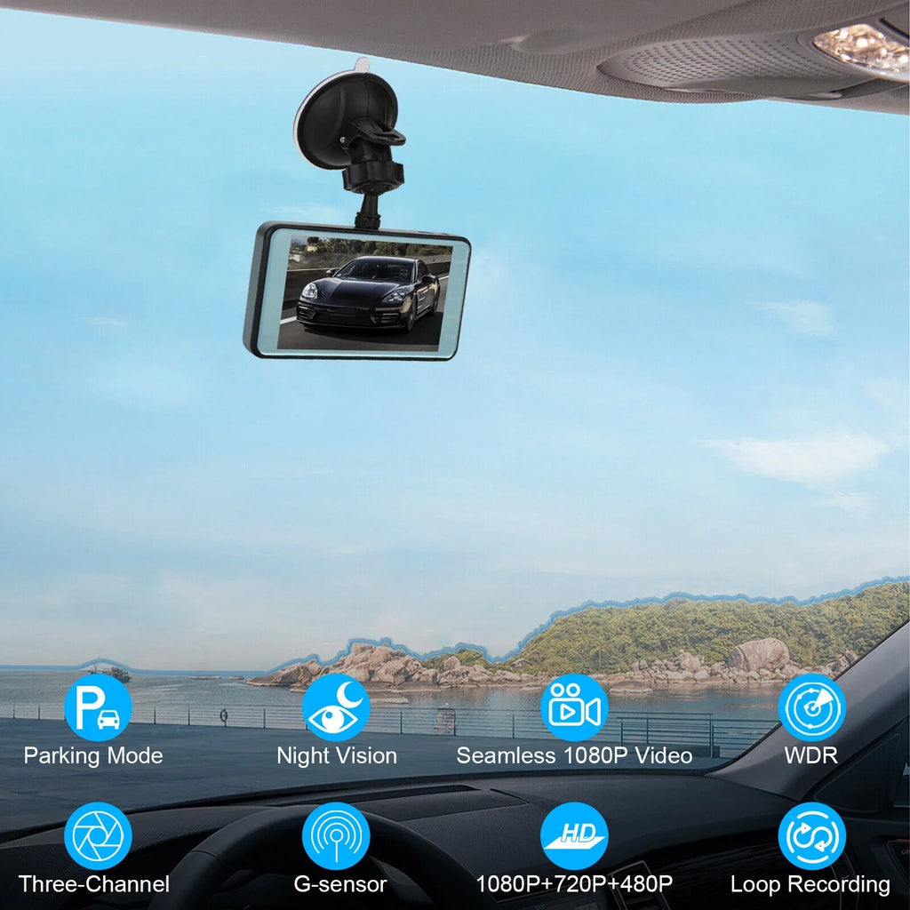 Rear DVR Car HD Lens Recorder Camera Cam Front 1080P View 2 G-Sensor Video Dash