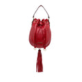 Bag Unisex Tassel Miu Authenticated Miu Bucket (Good) Leather DrawstringBag Red Pre-Owned Accent Calf