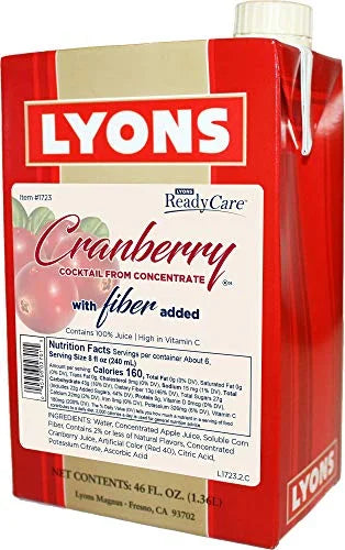 with 46 Fiber oz Pack) Lyons for Health Cranberry 100% fl Cartons - Cocktail Juice ReadyCare (12 Digestive