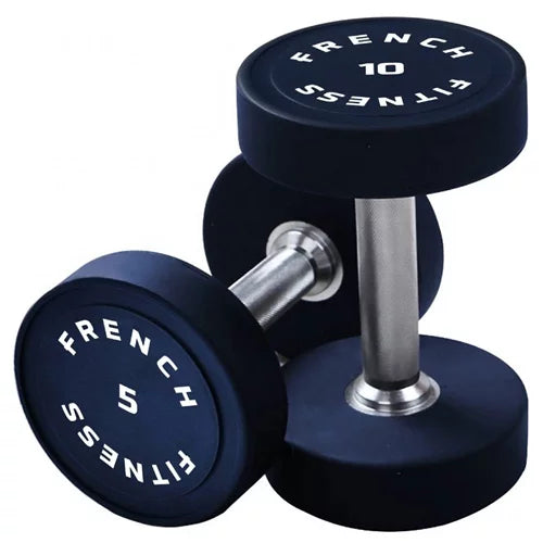 Set, French Style lbs (New) 5-50 Urethane Fitness Pro Round Dumbbell