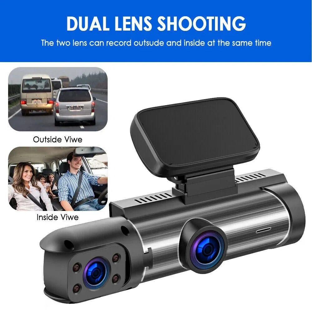 Dash Cam Jahyshow Camera G-Sensor Video DVR Front w/ Dual Inside Car Lens Recorder 1080P