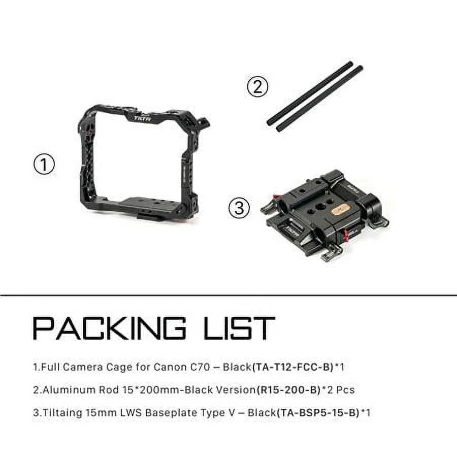 for Camera C70, Kit Tiltaing Cage Lightweight Black Canon