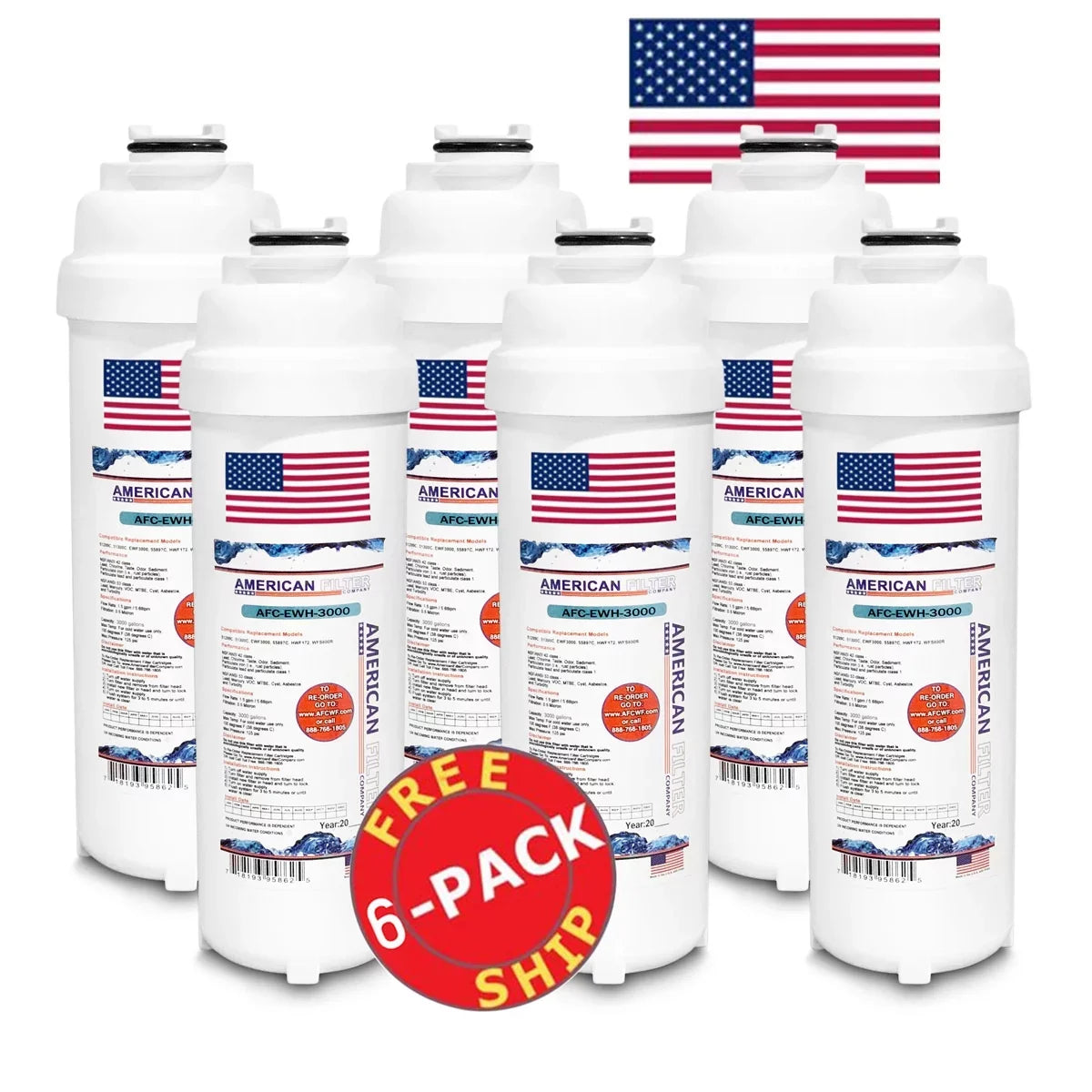 '- # AFC-EWH-3000 LZSTLG8WSLK Made , - Model Filters Compatible , Brand 6 WaterSentry® Pack with U.S.A. AFC in , Water