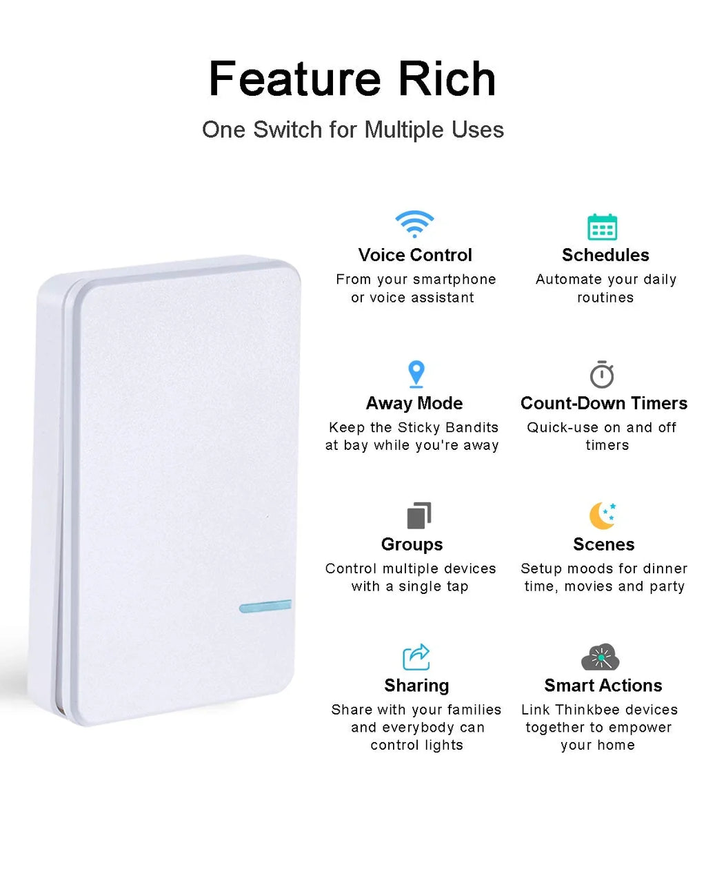 Wireless IFTTT, Switch 1969ft Google Smart Light Outdoor Thinkbee 164ft Required, Lamp with Hub LED Switch and No Compatible Control, Assistant Remote Light Indoor Alexa, Ceiling kit, WiFi - 2.4Ghz