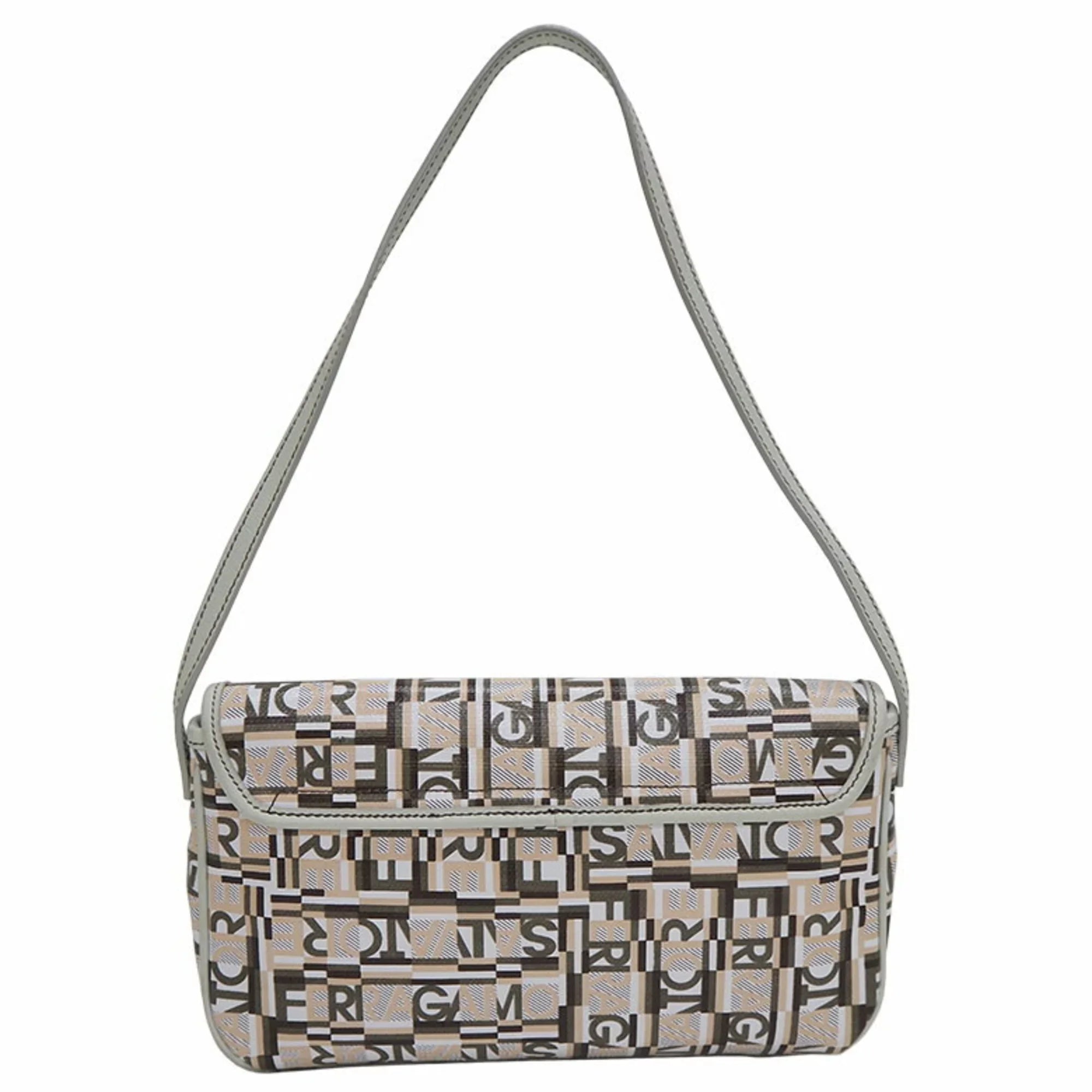 (Good) PVC,Leather Salvatore Shoulder Ferragamo Bag Beige Pre-Owned