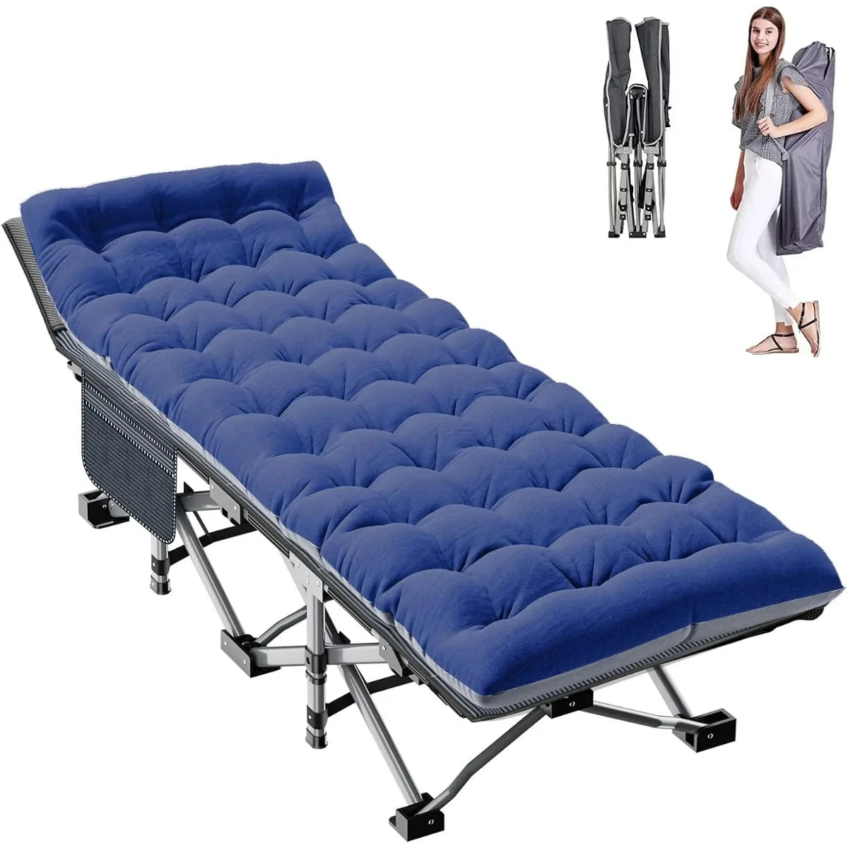 Travel for D Heavy Cot with Adults, Layer W/Mat Oxford Folding Camping Cots Carry Duty Bed Bag,1200 Outdoor Camp