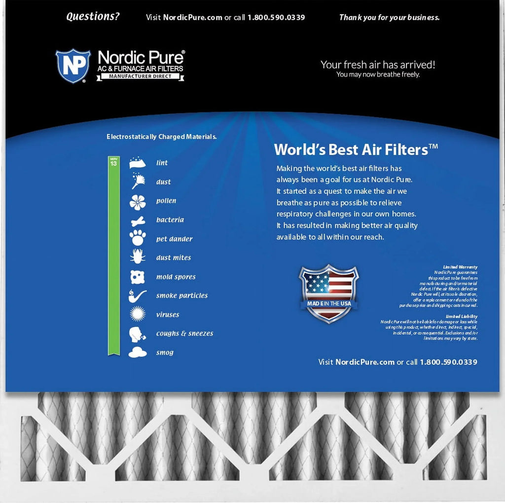 Pack Pleated Nordic 20x20x2 Pure Filters 3 Air MERV 13