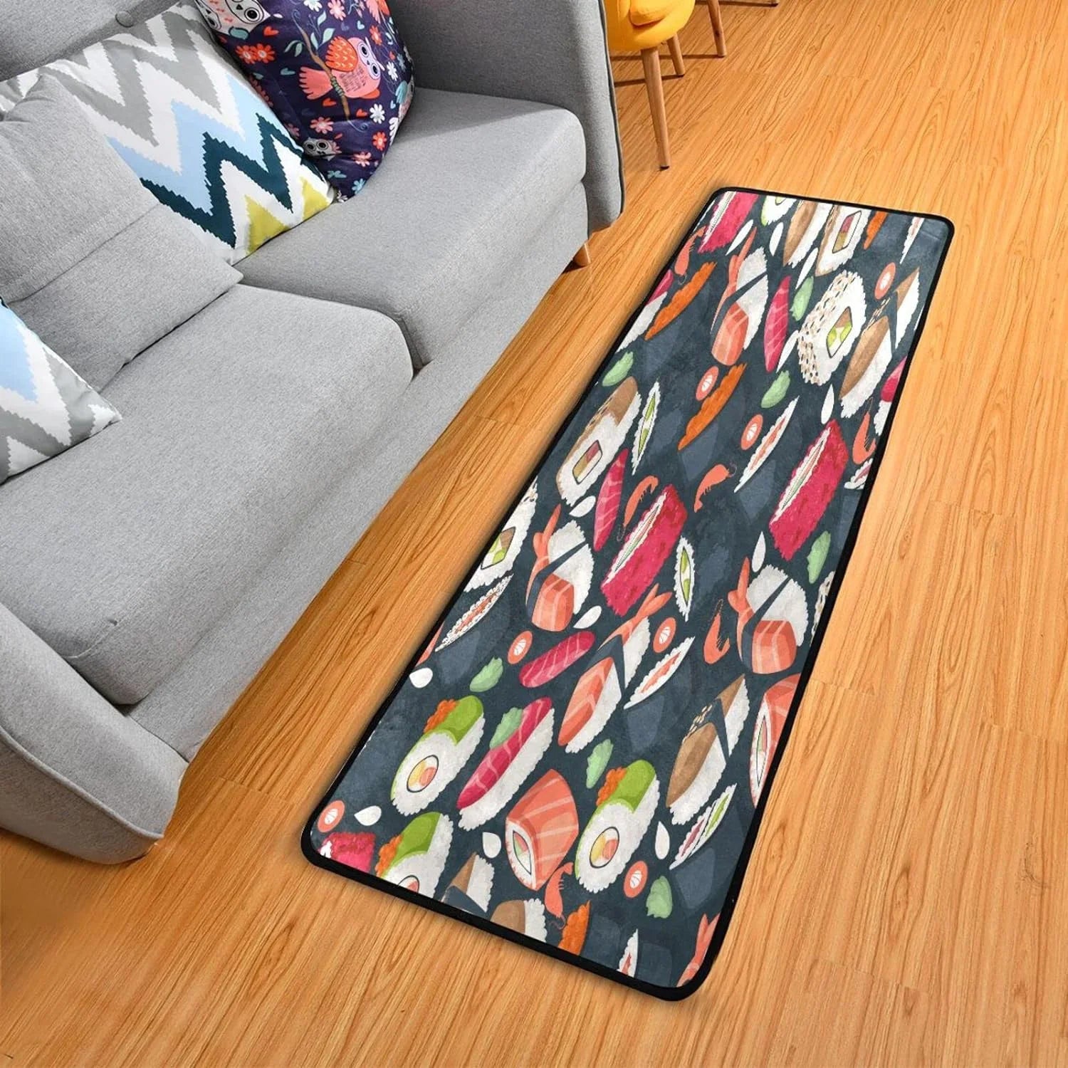 Home Washable Sushi Non-Slip Decor Ultra Coolnut Area Rugs Soft Rug Floor 24"x72" Entry Mat Runner Japanese Bathroom for - Kitchen Gifts