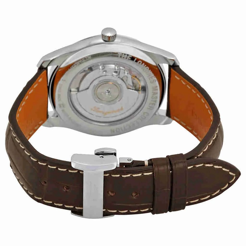 Leather Automatic Watch Master L27934783 Silver Longines Dial Brown