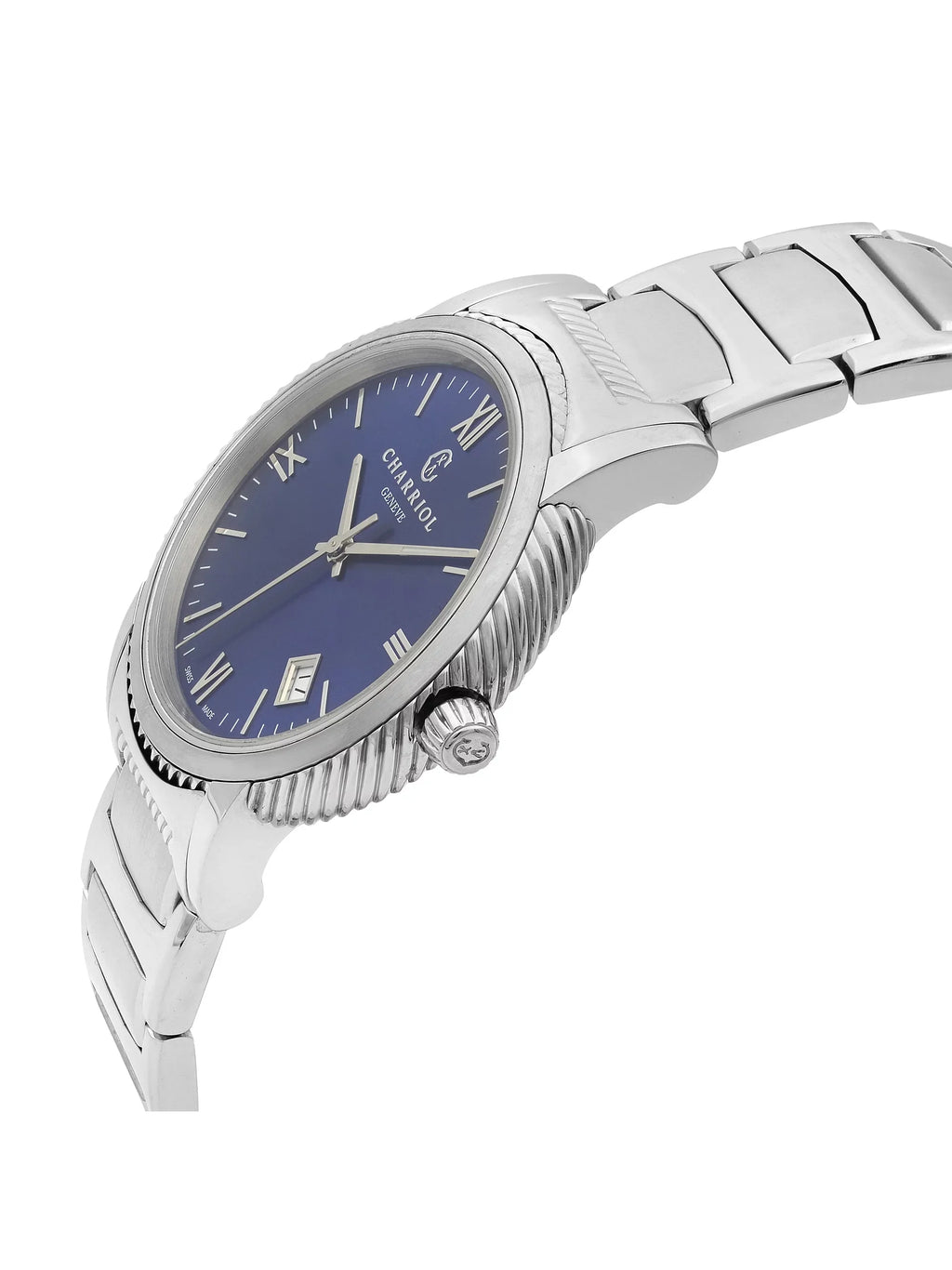 Watch Quartz Steel P40S2.930.002 Mens 40mm Blue Charriol Stainless Parisii Dial