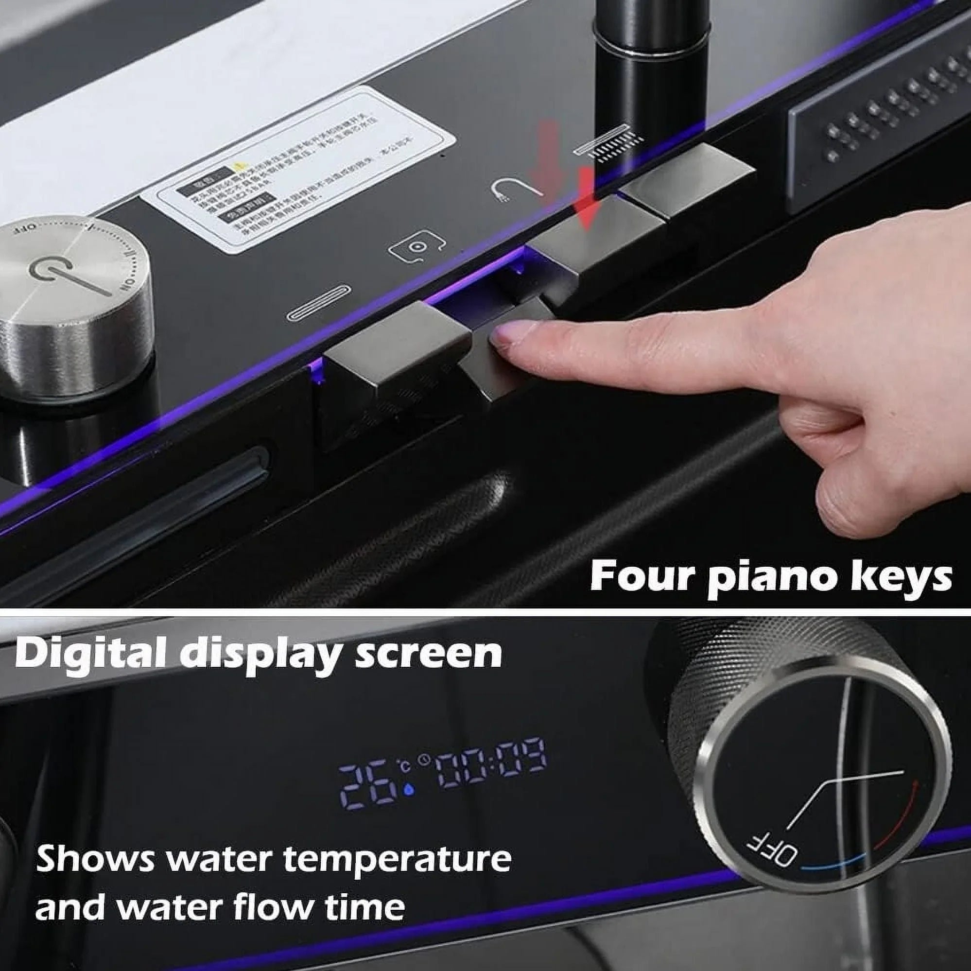Sink SinkIntegrated with Household INCH Waterfall Pull-Out Flying Nano Rain Sink Set Black Tap 29.5