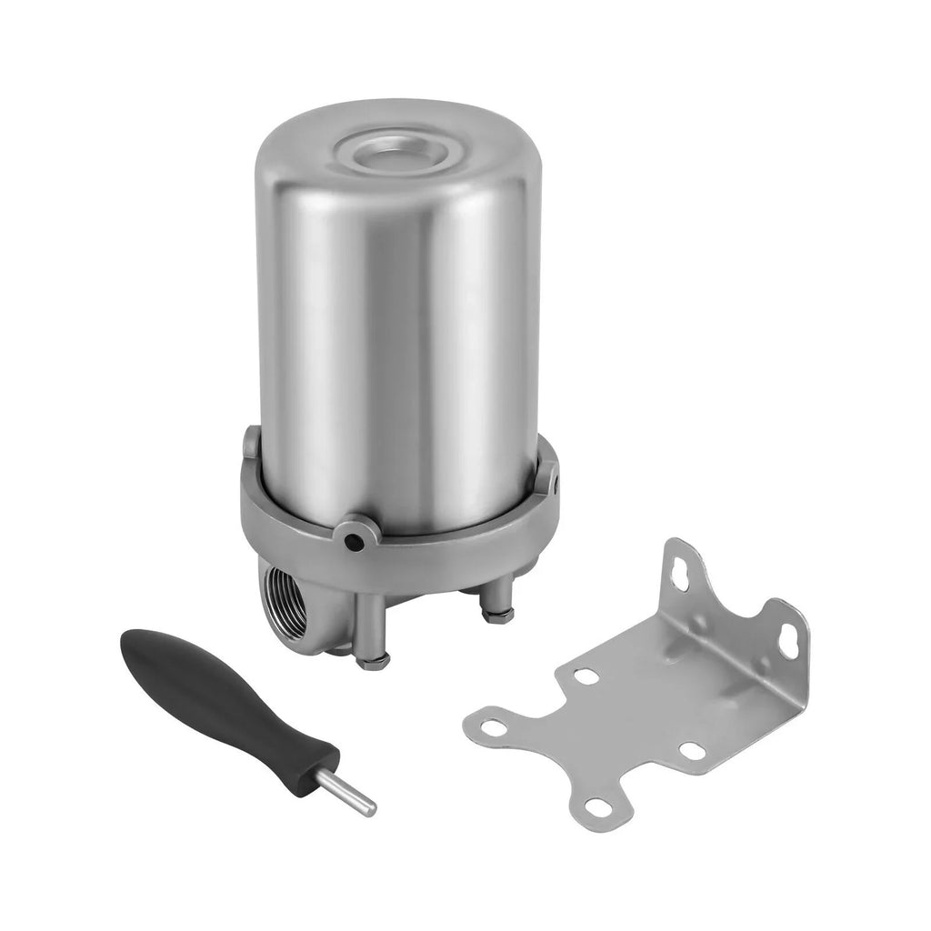 inch 5 Water Filter Silver Filter Water Outlet with Miumaeov Wrench Shell Steel and Stainless Bracket Heavy Duty NPT 3/4 inch and Housing Water Steel Filter Stainless Filter Inlet Shell Pin