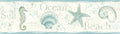Island Teal Woven Seashells 15-ft, sq. Border Blend Prepasted ft. Wallpaper, Non 6-in Chesapeake 7.5 by Teal