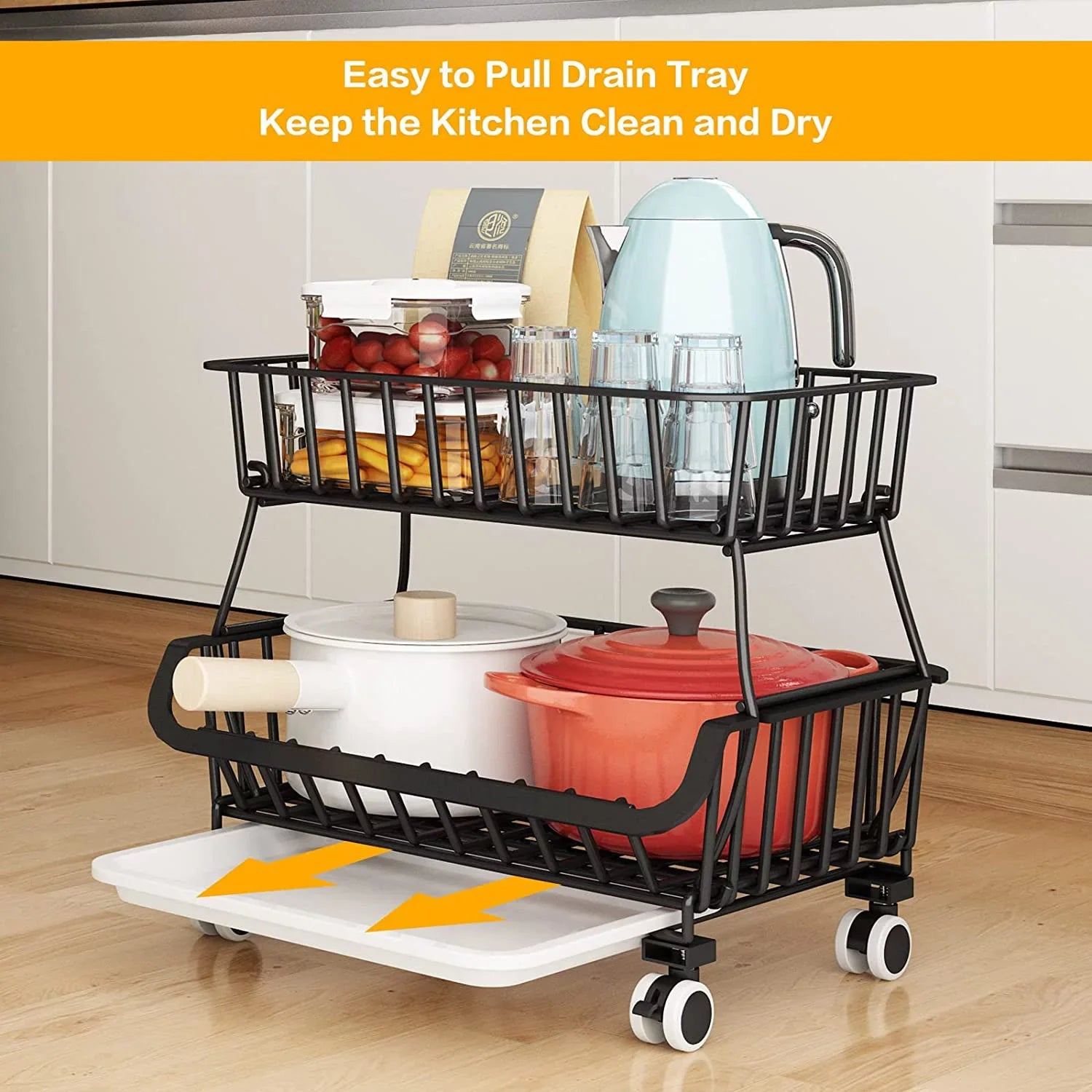 Stackable Storage Basket 4-Tier Vegetable Fruit Pantry,Bathroom, for Garage LEZZYRUCK Black Car Basket