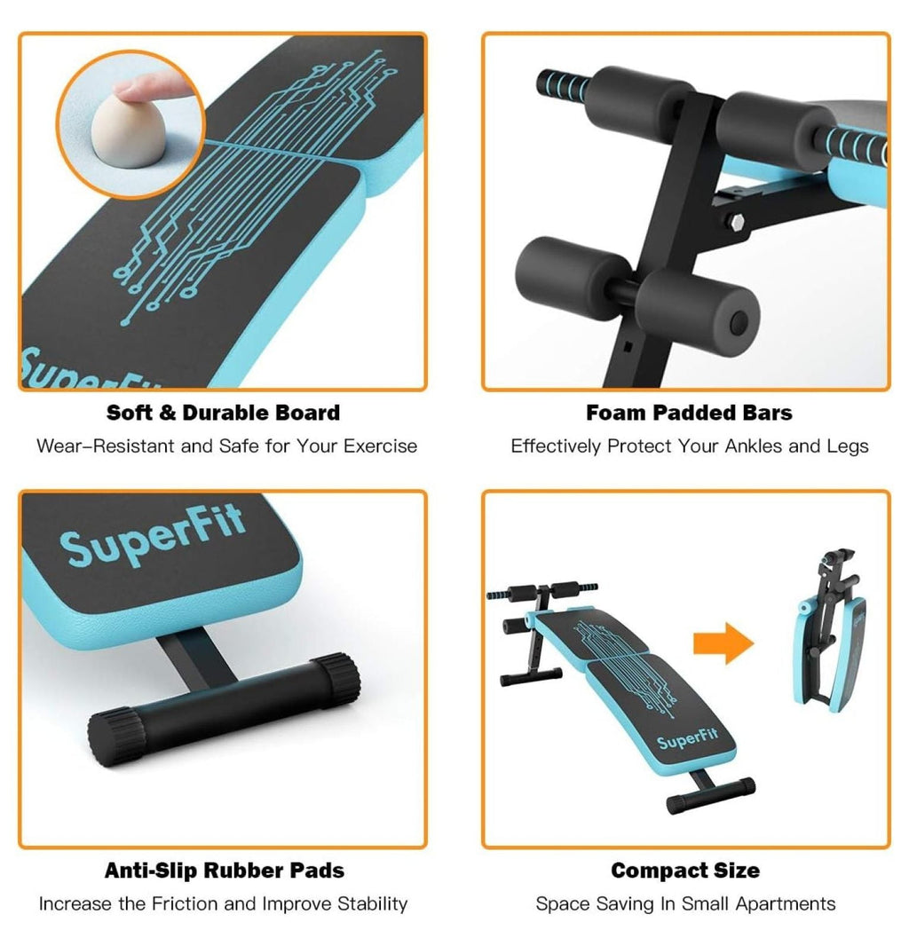 3 Handle Sit Up Bench Equipment , Gym, Sit-up with Settings for Home Workout Height Ab Adjustable Bench Reverse for for