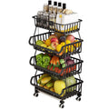 Stackable Storage Basket 4-Tier Vegetable Fruit Pantry,Bathroom, for Garage LEZZYRUCK Black Car Basket