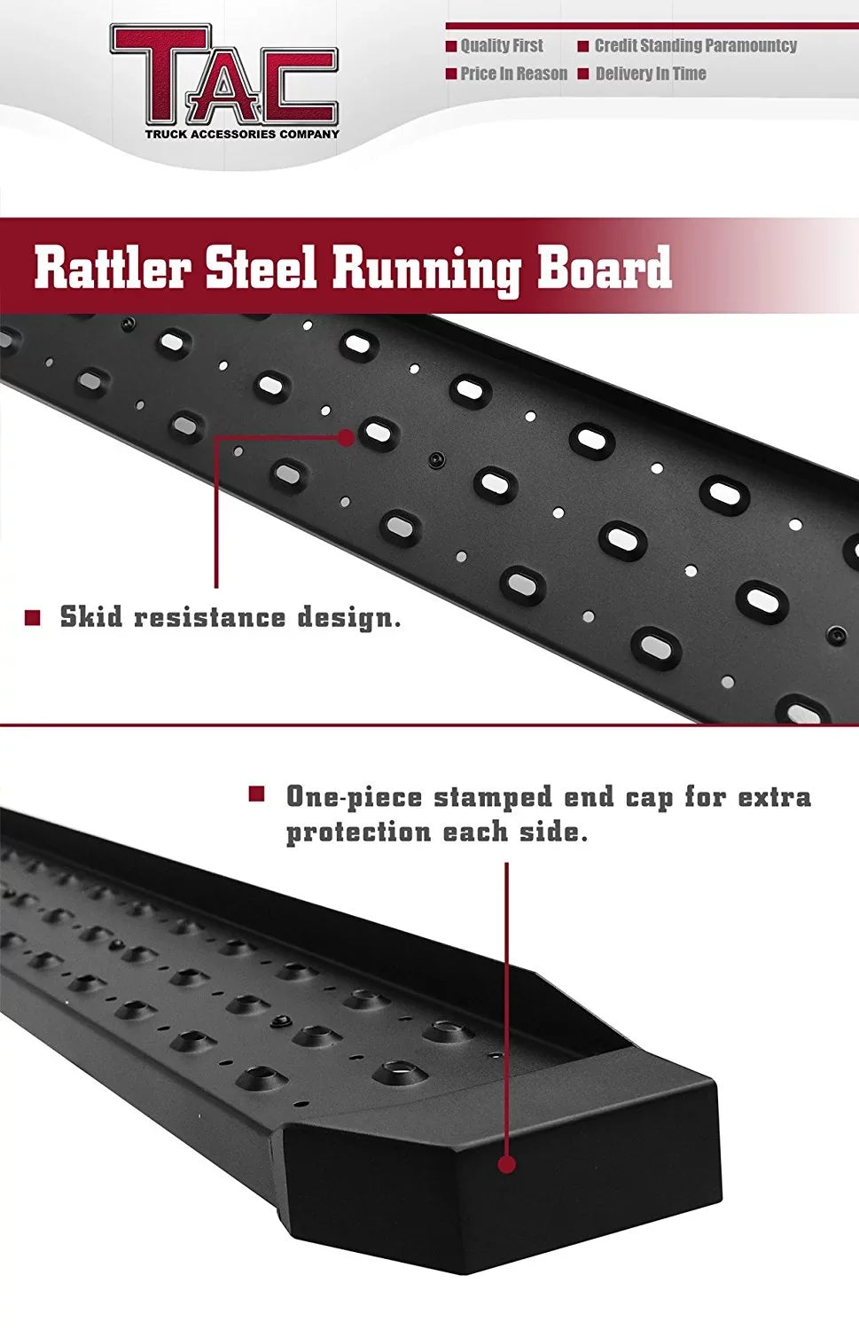 Exterior Accessories Fit Bars Step 2014-2024 Dodge Black Step Off Bars Size) Running Side Utility Wheel Road 136”/159” Side Nerf (Full TAC Boards Van Rails Promaster 2pcs 6.5” Base