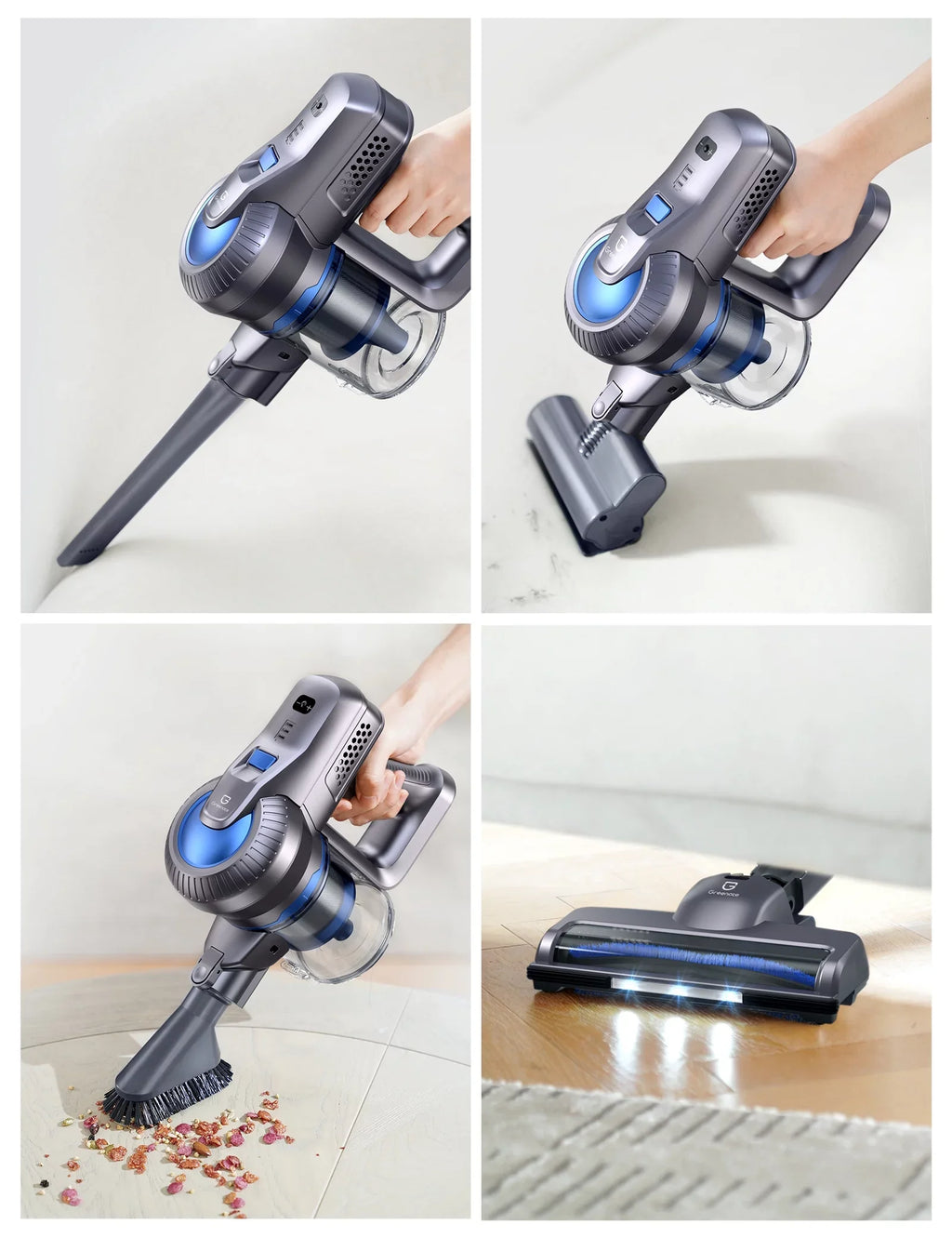 6 Cordless Detachable 23000Pa 1 Lightweight Vacuum with for Cleaner, Long Battery, Powerful Runtime, in Suction, Floor/Carpet/Pet/Hair 35min Home/Car/Hard Vacuum Handheld