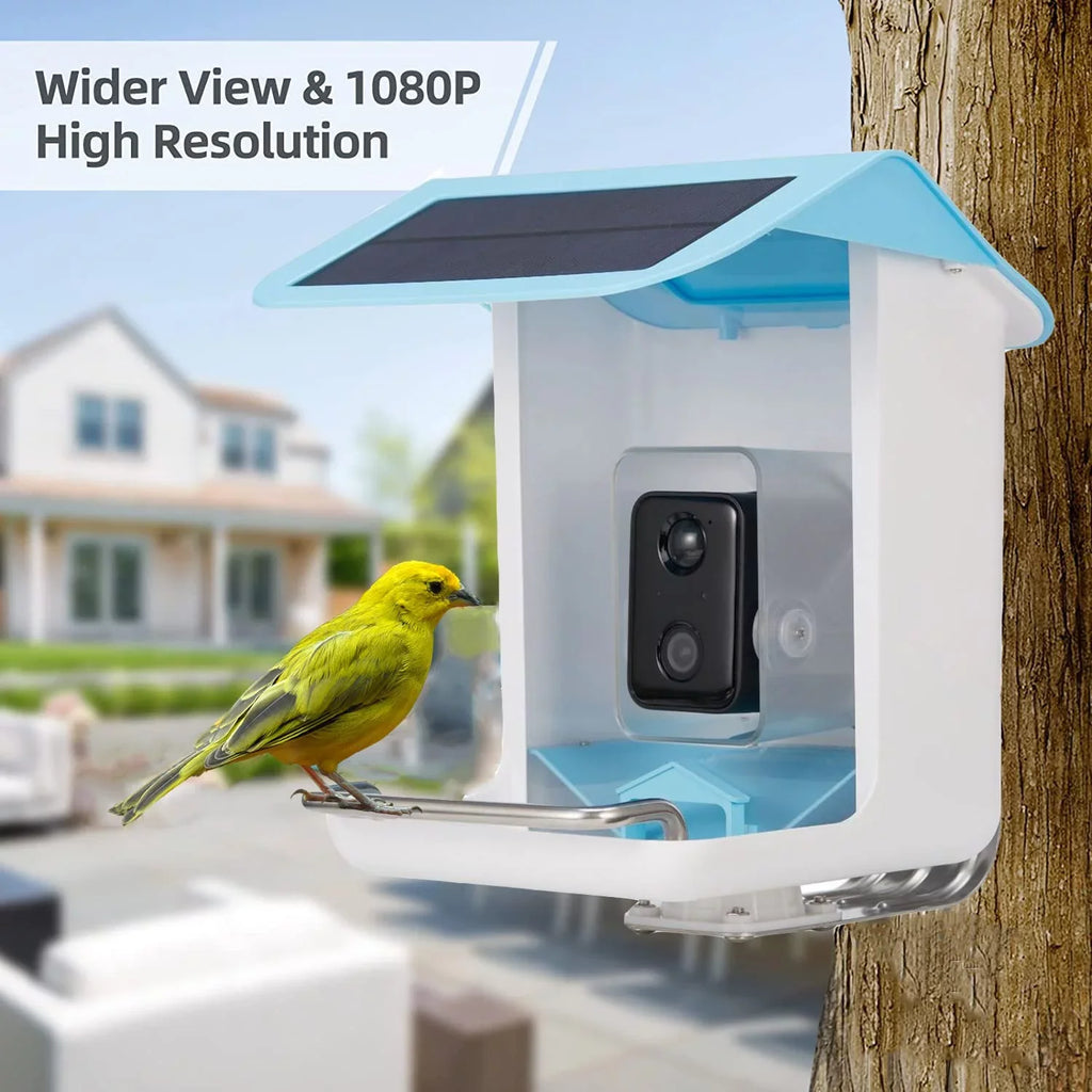 & Detected, Videos Control Capture Bird & Gift with Notify Lover Adrinfly Bird Panel, Birds AI Wireless App Auto Camera, Bird HD Camera Bird Species, Solar When Bird Feeder Feeders Smart Identify