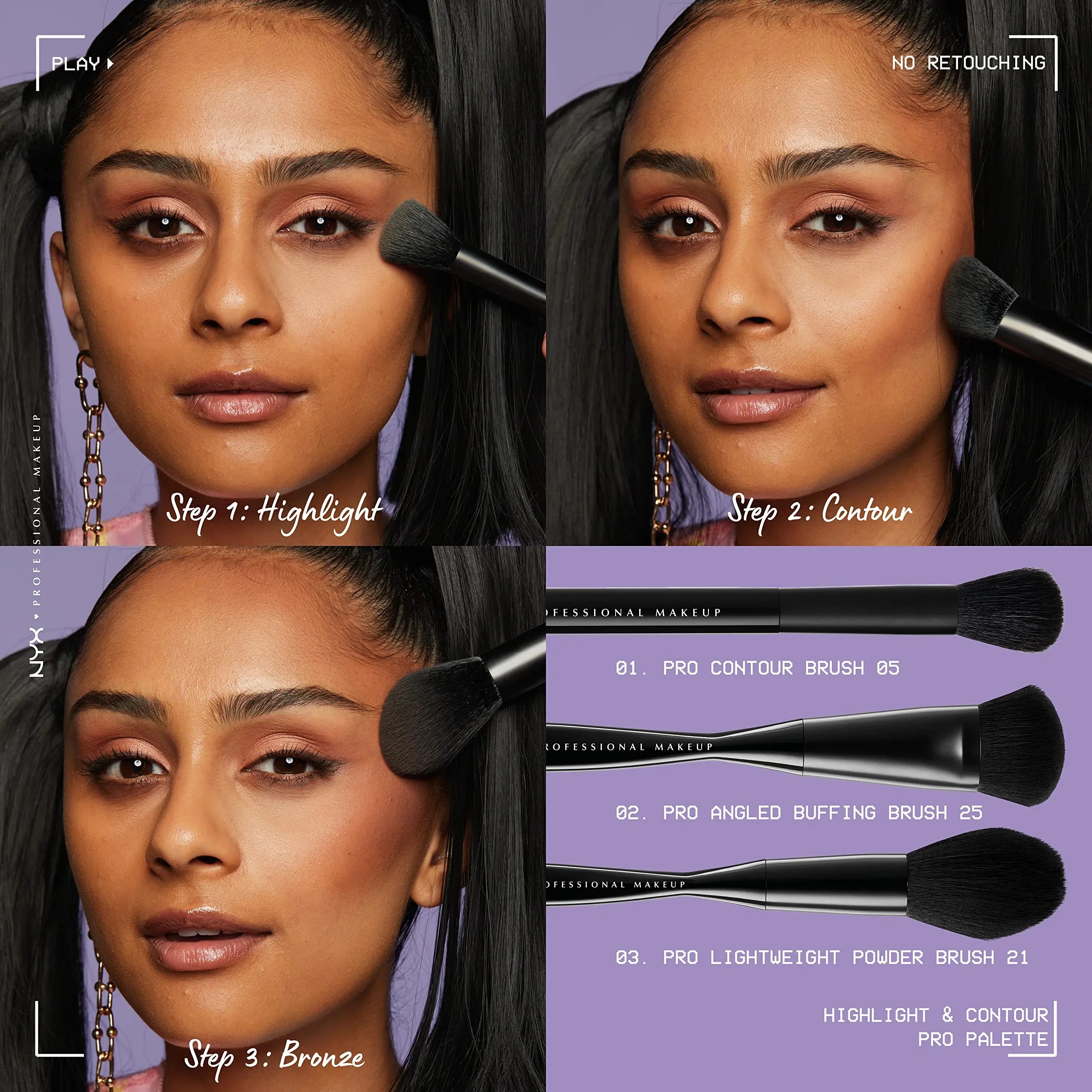 Highlight Contour & Palette Makeup Nyx Pro Professional