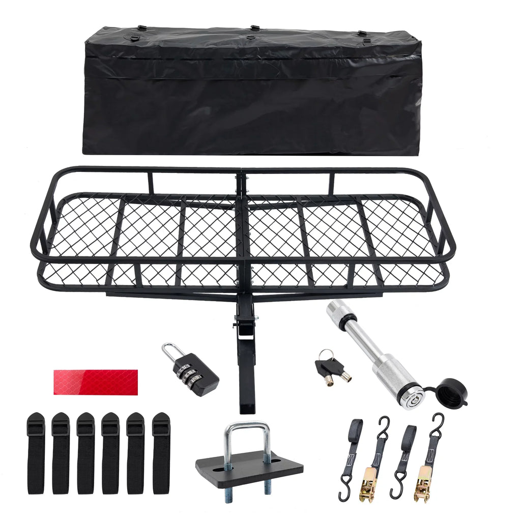 SUV Cargo 500 for 24" Folding Capacity Mounted a Hitched with 60" Black Car Truck Trailer, Basket x 6" lb x