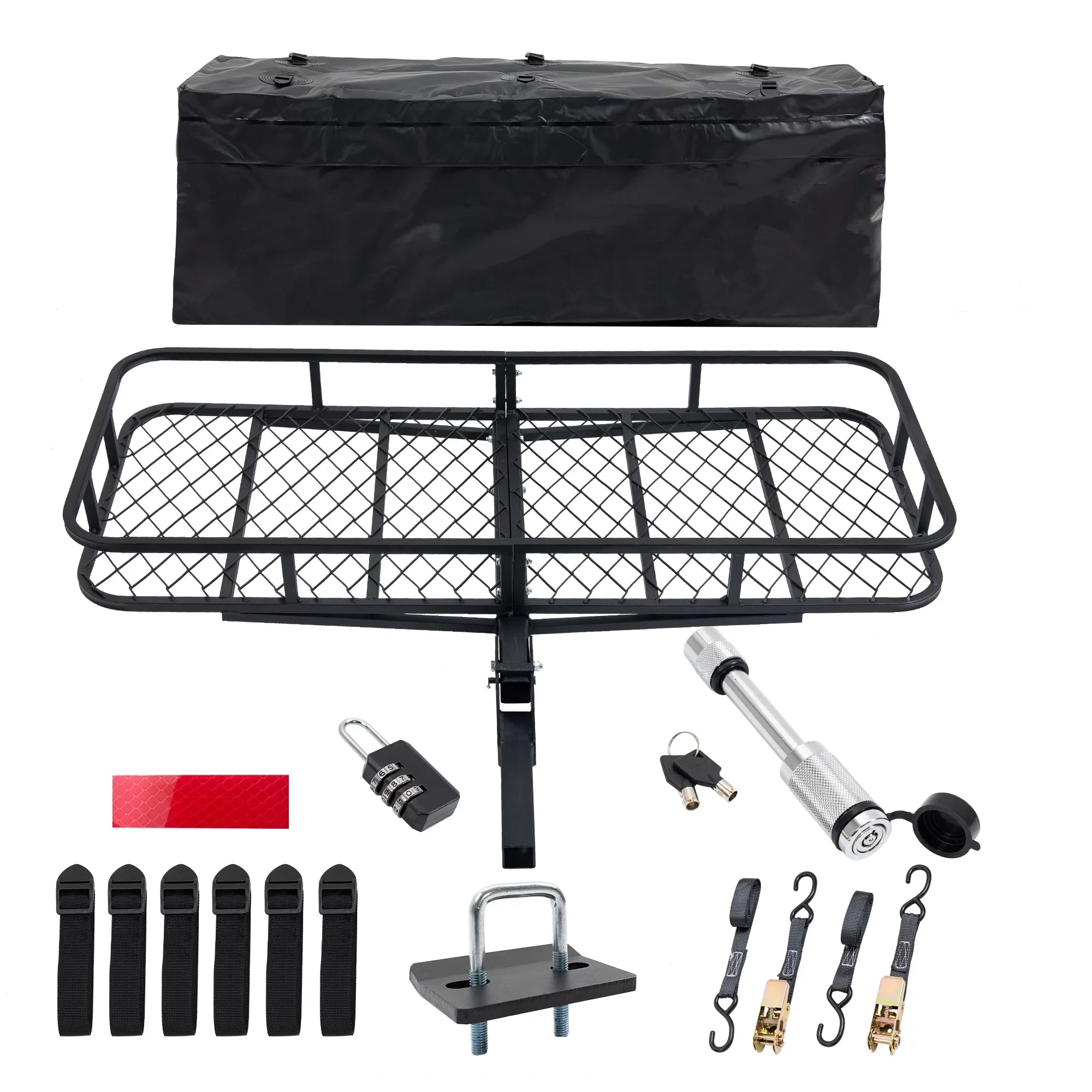 SUV Cargo 500 for 24" Folding Capacity Mounted a Hitched with 60" Black Car Truck Trailer, Basket x 6" lb x