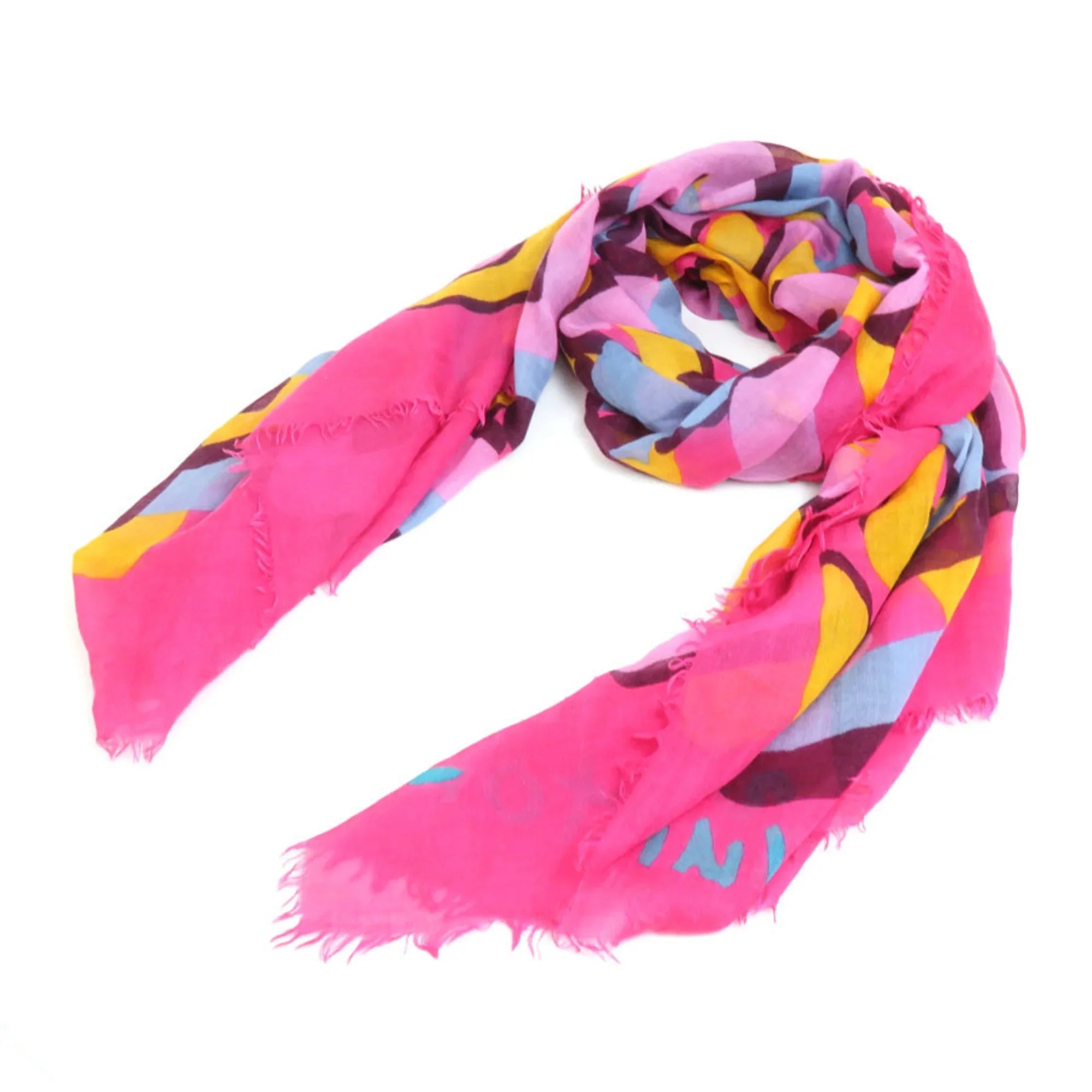 Pre-Owned Louis LOUIS VUITTON Cashmere/Silk Vuitton (Good) Pink/Multicolor e58449a Shawl Women's