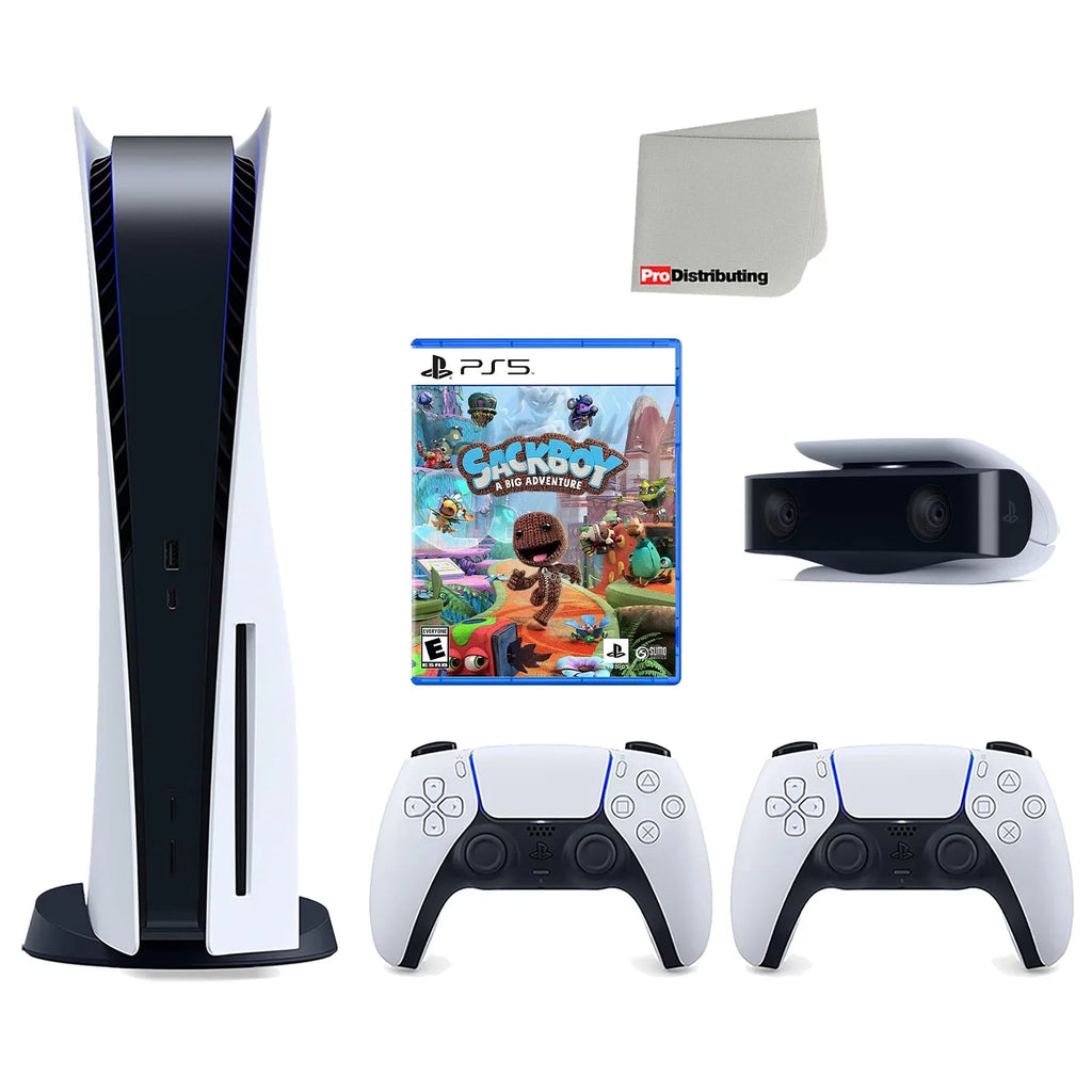 White 5 Cloth and with Version HD Adventure A Camera Big Console Controller, Extra Playstation Sackboy: Disc with Cleaning Bundle Sony 1080p