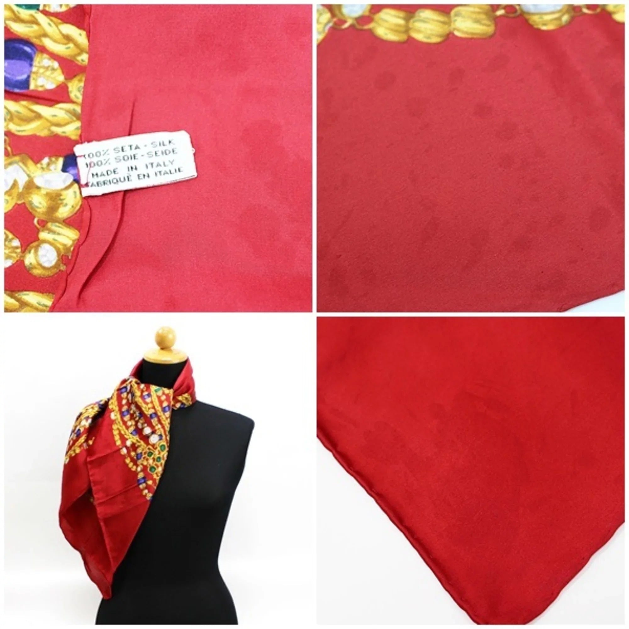B Pre-Owned Chanel scarf CHANEL (Fair) pattern rank red muffler silk ladies