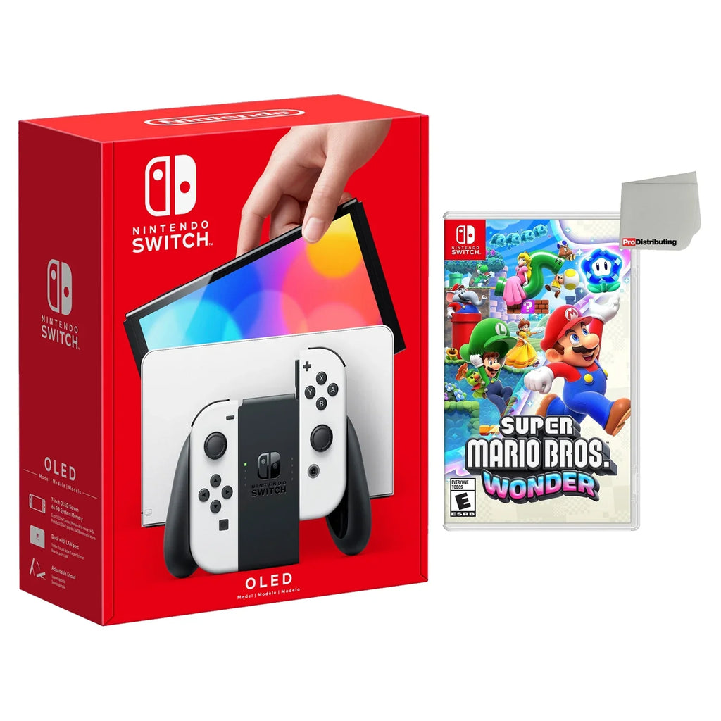 Joy‑Cons White Super Switch OLED and with Bundle Mario Bros Nintendo Wonder