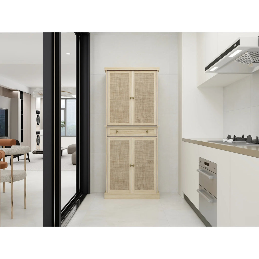 Cabinet Storage Cabinet with Door Inner Shelves, Adjustable 1 4 4 with Drawer,