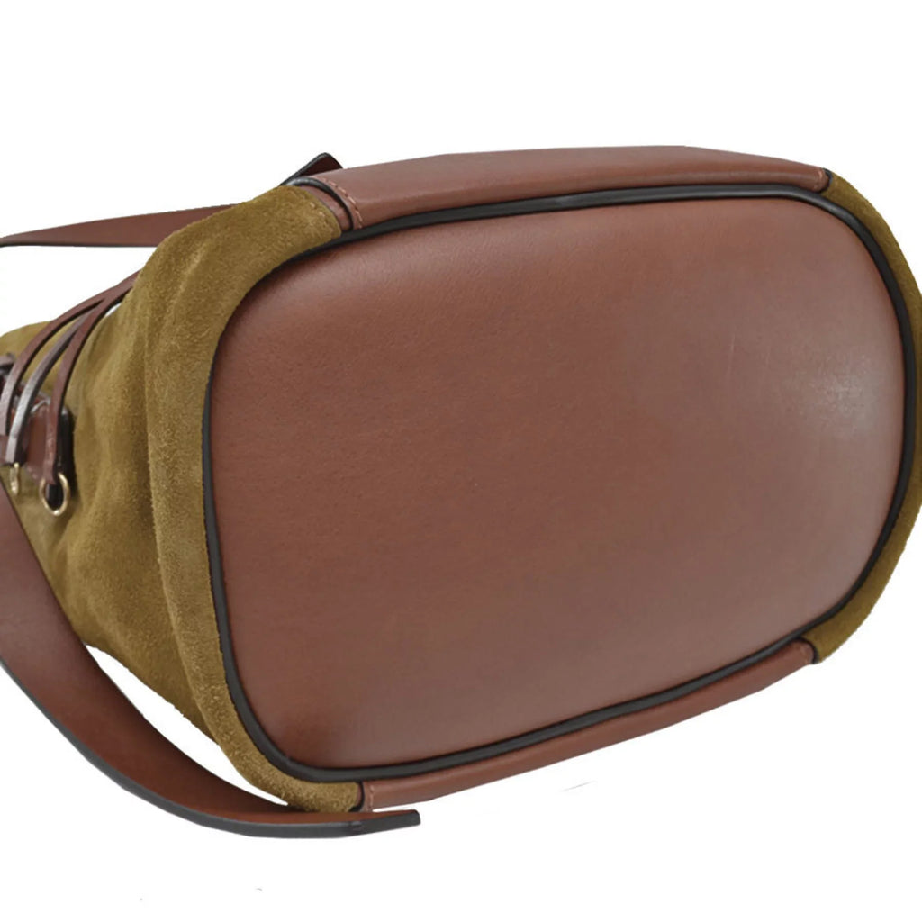 Khaki Gold Brown Shoulder Bag 2Way Chloe Pre-Owned Suede Ladies Leather (Good) Chloé