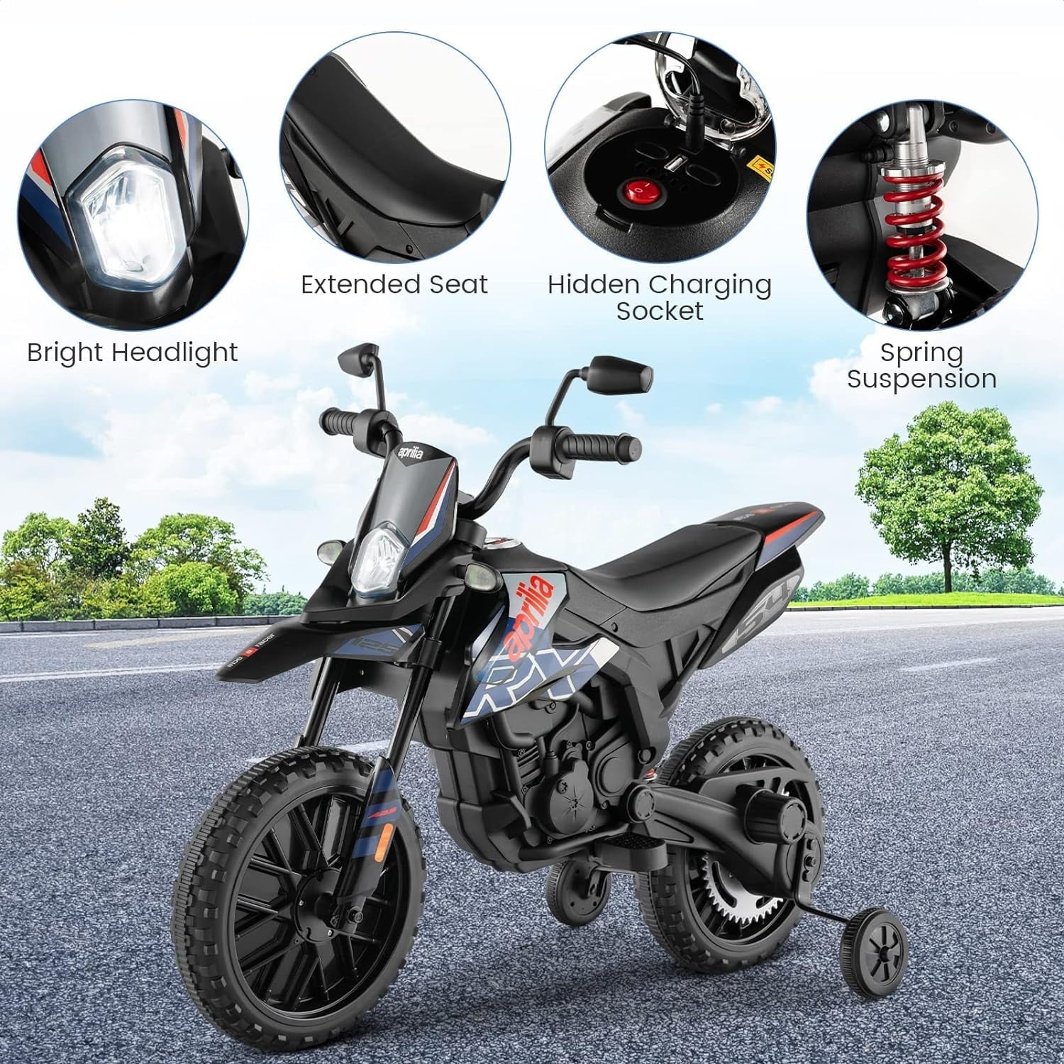 Battery Ride-on with Electric LED 12V Foxhouse1 Motorcycle Blue - Power, Color Kids Headlights