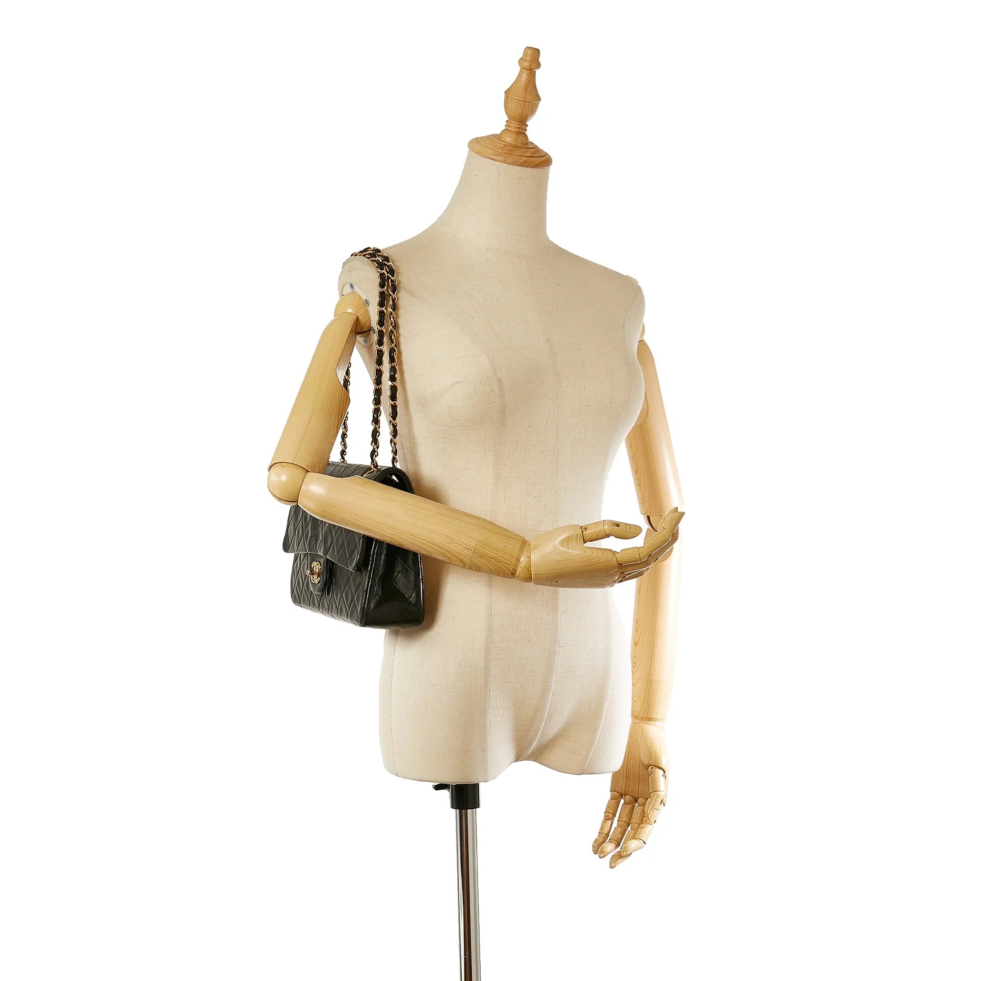 Black Bag Flap Classic Bag (Good) Shoulder Small Lambskin Double Chanel Leather Women Pre-Owned