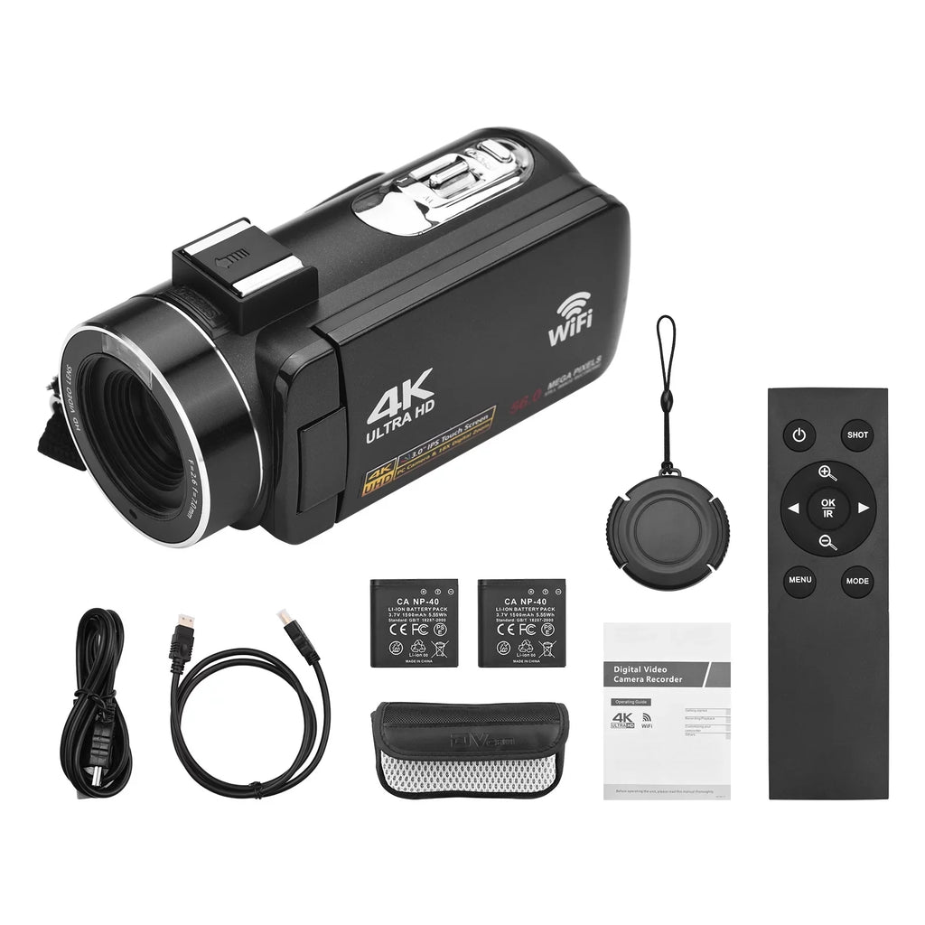 Digital Face Inch WiFi Supports IPS Camcorder Touchscreen Control Detection with Night Video 2pcs 18X 56MP + Bag + -shake IR DV Andoer Batteries Zoom Digital 3.0 Recorder Carry Remote 4K Vision