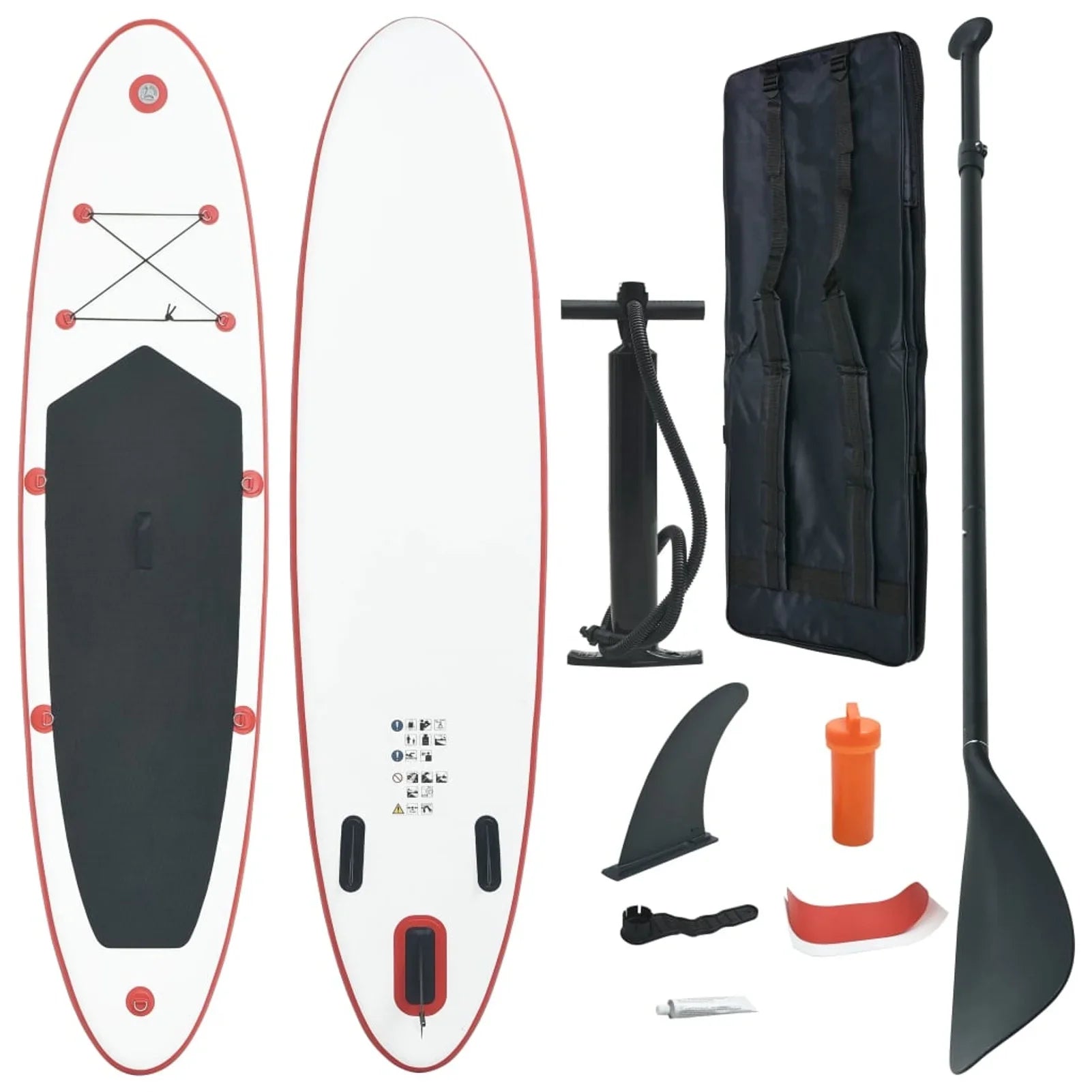 Set Paddle White Red With With Leash Hand Pump Paddle - Waterproof parcel,Inflatable Paddle Aluminum Andoer Oar Red Paddle X Inflatable Fin Hand Leash - Oar Set Set 153.5" And And
