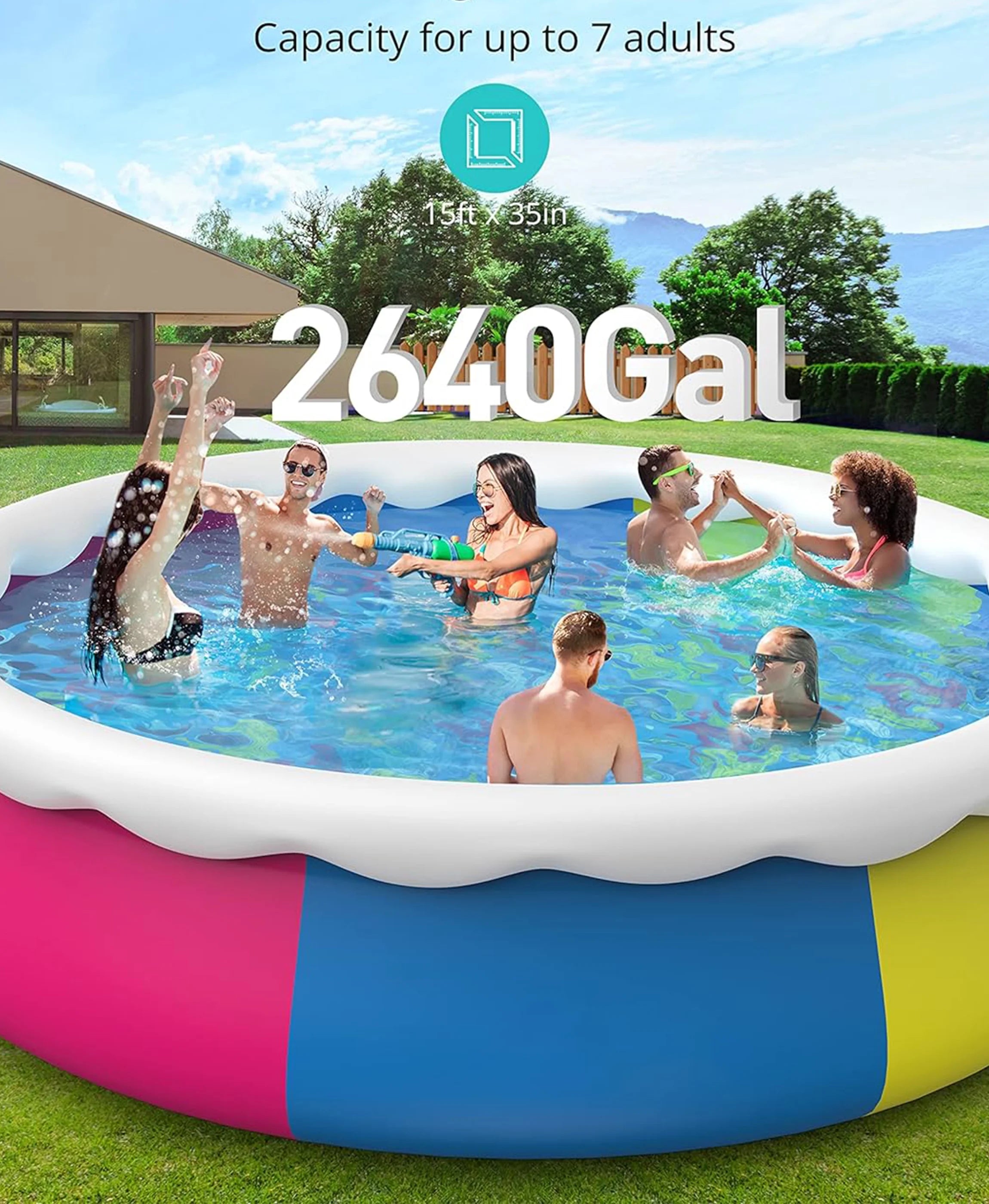 x Inolait Kids Above Sport Family 15' Ground Water Swimming Pool Inflatable for 36"
