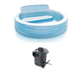 Intex Air Pump 7.08'x 120V w/ Electric 30" Built Pool & Family Lounge Bench In