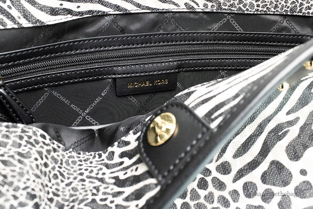 Bag Shoulder Michael Purse Print Animal Carter Large Open PVC Kors Black Tote