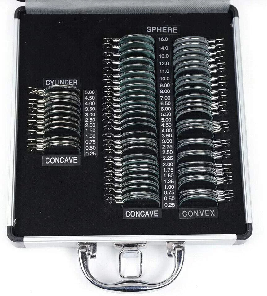 Ophthalmic Aluminum Rim Optometry Metal Kit Optical 68pcs Trial Lens + Set (68pcs/set) Case lenses Fetcoi,