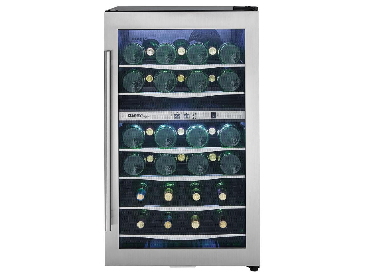 Wine Cooler Designer Refrigerator 38 DWC040A3BSSD Danby Bottle Light Compact LED