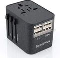 Power - Italy USB 150+ Adapters China - Ireland 2.4A (SandBlack) Sublimeware Travel UK - Plug European Europe America Adapter by for 4 Charging for Adapter for Travel Countries International Smart