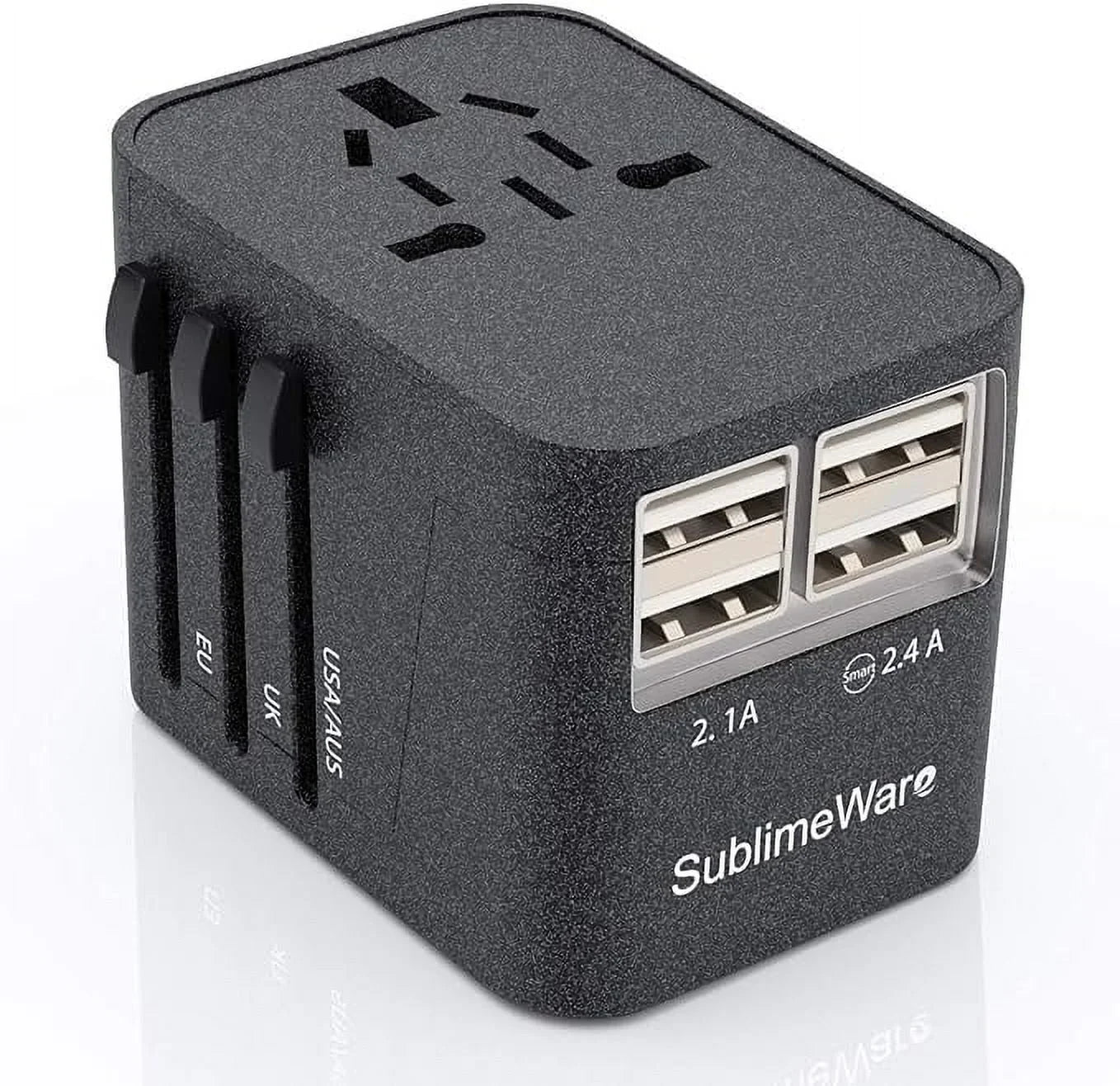 Power - Italy USB 150+ Adapters China - Ireland 2.4A (SandBlack) Sublimeware Travel UK - Plug European Europe America Adapter by for 4 Charging for Adapter for Travel Countries International Smart