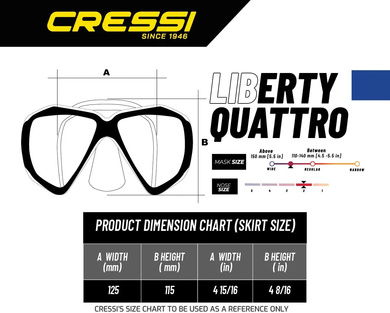 Cressi Quattro SPE (Clear/Sapphire/Silver, Quattro) (clear-blue/silver) Liberty Liberty