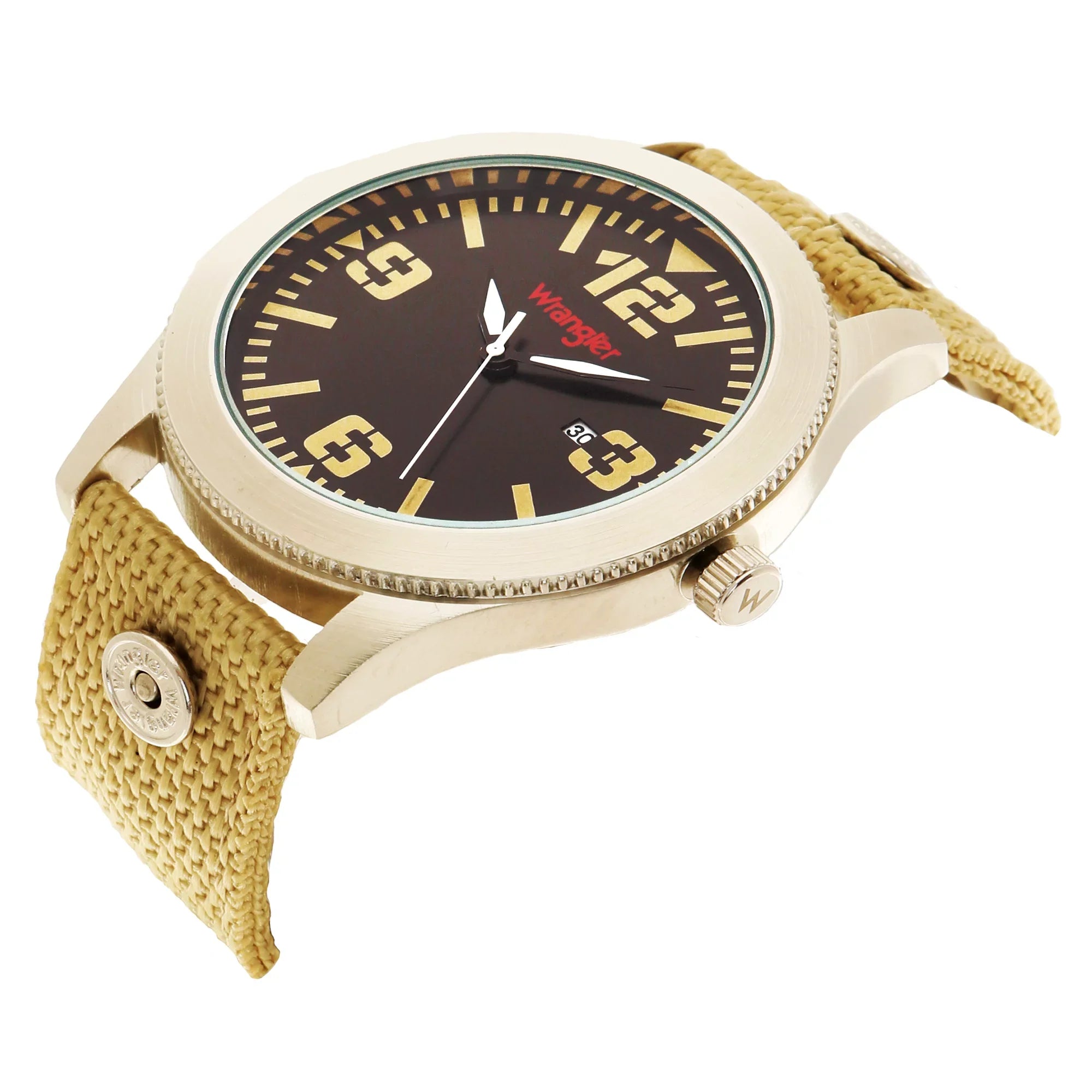 Round 48mm Dial, Wheat Wrangler Nylon Strap Natural Colored Watch Black